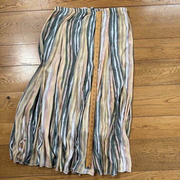 new directions Pastel Yellow, Sage Green Pink Gauze Godet Maxi Skirt XL READ - Picture 9 of 10